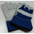 Inside Double Leather Palm Glove with Blue Rubberized Safety Cuff